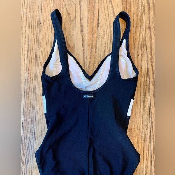 Jag Pro VTG Swimsuit Black 90s y2k One Piece High Cut Low Back Ribbed Sporty 6 - Picture 9 of 12